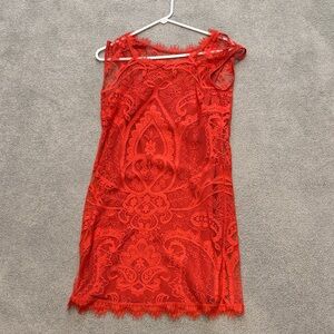 Nicole Miller Vibrant Red Lace Mini Dress